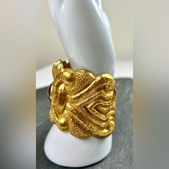 Vintage Signed Taki 975 High Purity Silver Gold Cuff Bracelet - Picture 4 of 12